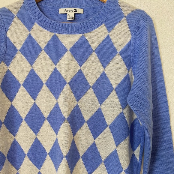 Forever 21 Periwinkle Crewneck Argyle Sweater - Picture 5 of 6